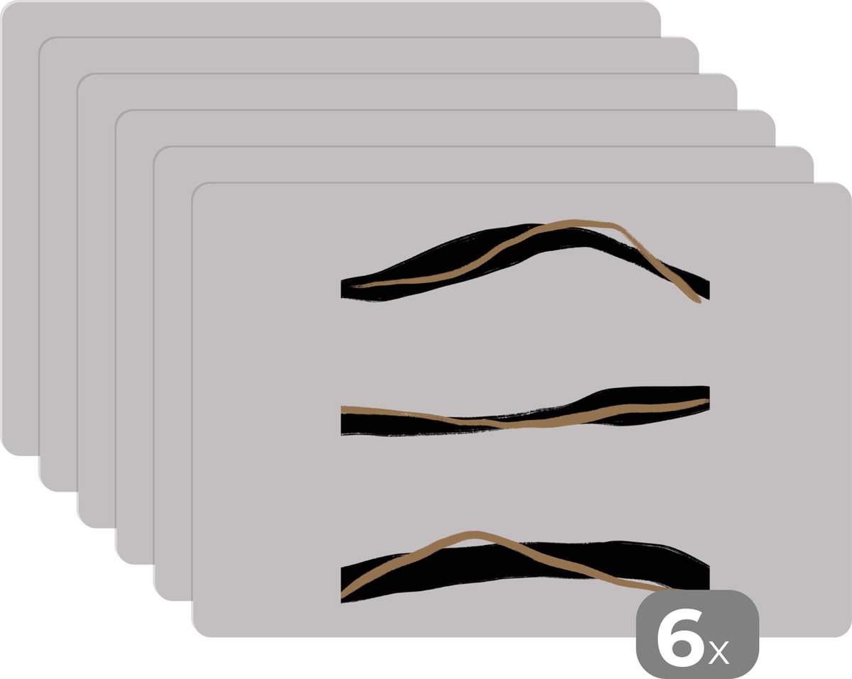 Placemat - Design - Zwart - Abstract - Tafel - Onderleggers - 45x30 cm - 6 stuks