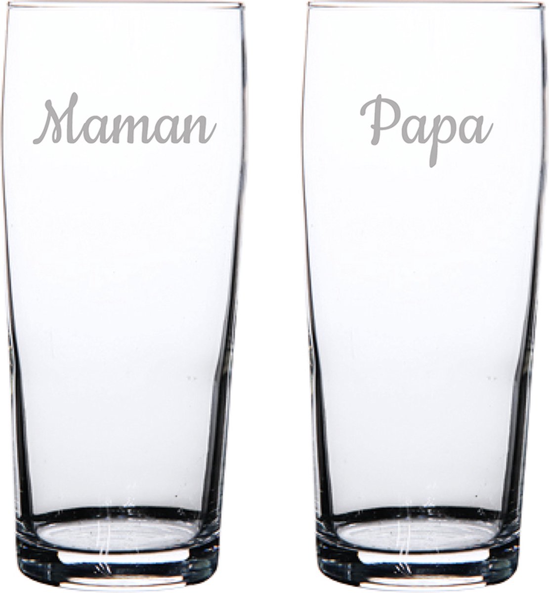 Bierfluitje gegraveerd - 19cl - Maman & Papa