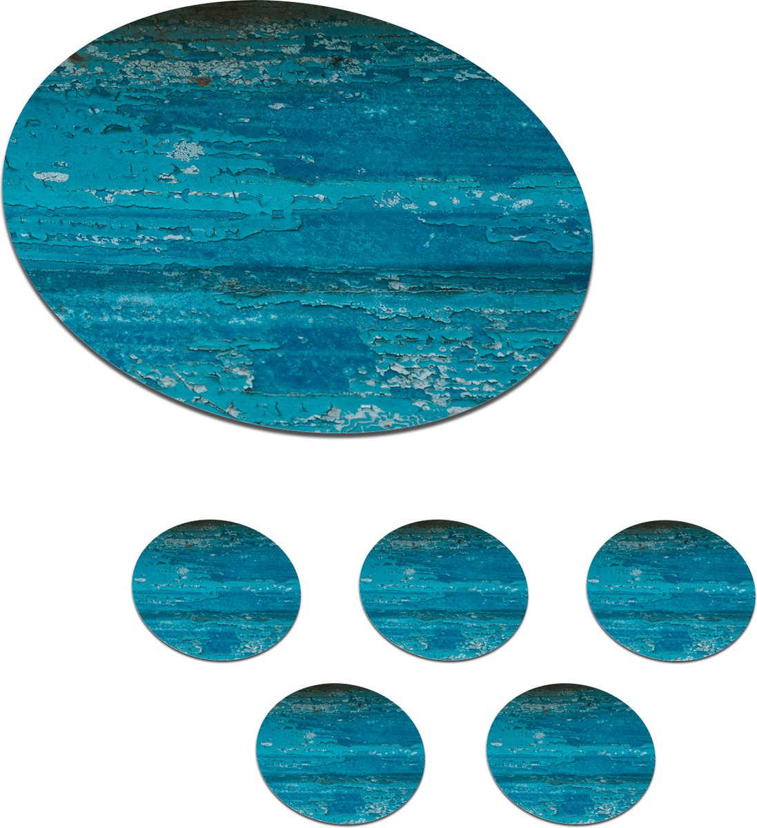 Onderzetters voor glazen - Rond - Roest - Wit - Blauw - 10x10 cm - Glasonderzetters - 6 stuks