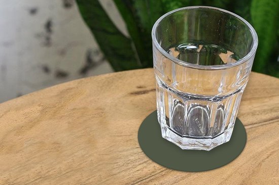 Sous- Sous-verres pour verres - Ronds - Vert - Olive - Couleur - 10x10 cm - 6 pièces