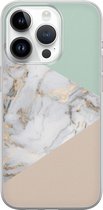 Leuke Telefoonhoesjes - Hoesje geschikt voor iPhone 14 Pro - Marmer pastel mix - Soft case - TPU - Marmer - Multi
