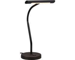 LED Bureaulamp - Torna Curty - 4W - Warm Wit 3000K - Dimbaar - Rond - Mat Zwart - Aluminium