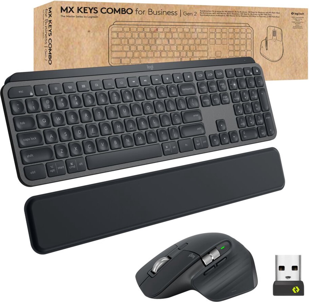 Logitech MX Keys combo for Business Gen 2 toetsenbord Inclusief muis RF-draadloos + Bluetooth QWERTZ Duits Grafiet