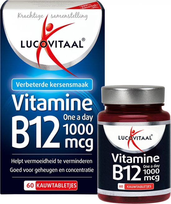Lucovitaal Vitamine B12 1000 micogram Voedingssupplement - 60 kauwtabletten - Kersensmaak