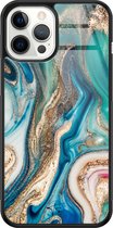Hoesje geschikt voor iPhone 12 Pro Max - Magic marble - Luxe Hard Case - Marmer - Groen - Mooie Telefoonhoesjes