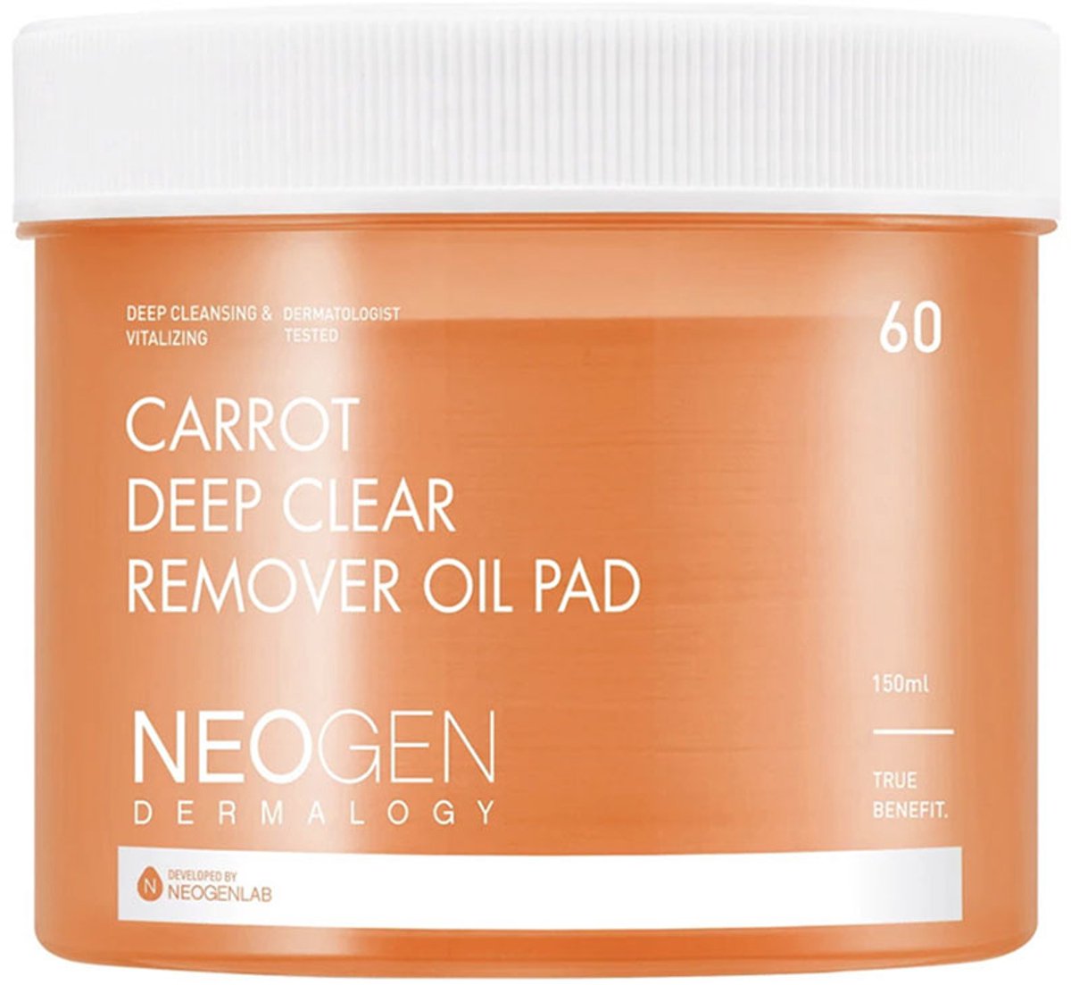 Dermalogy Carrot Deep Clear Remover Oil Pad [60 sheets]/ 150 ml