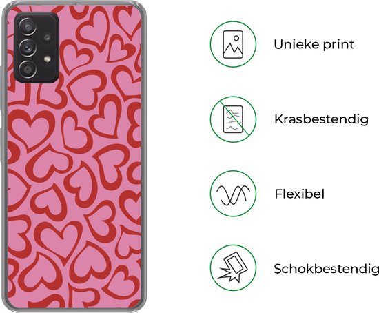 Coque Samsung Galaxy A33 5G - Une illustration de fond d'écran avec des coeurs rouges - Coque de téléphone en Siliconen