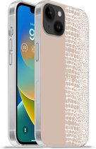 Geschikt voorApple Iphone 14 Plus - Soft case hoesje - Slang - Design - Roze - Siliconen Telefoonhoesje