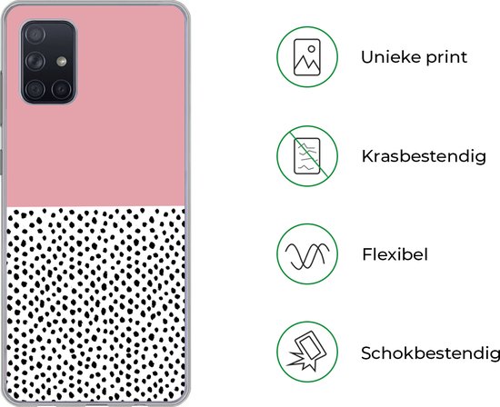 Coque Samsung Galaxy A51 5G - Pois - Zwart - Rose - Siliconen