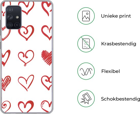 Coque Samsung Galaxy A51 5G - Une illustration avec des coeurs de différentes formes - Coque en Siliconen pour téléphone