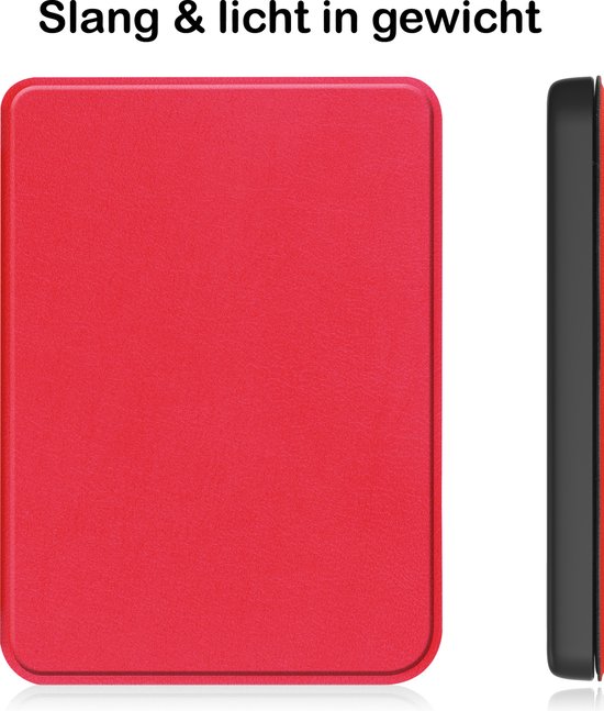 Hoesje Geschikt voor Kobo Clara 2E Hoesje Luxe Bescherm Case - Hoes Geschikt voor Kobo Clara 2E Hoes Book Cover - Rood van Merkloos — afbeelding 5
