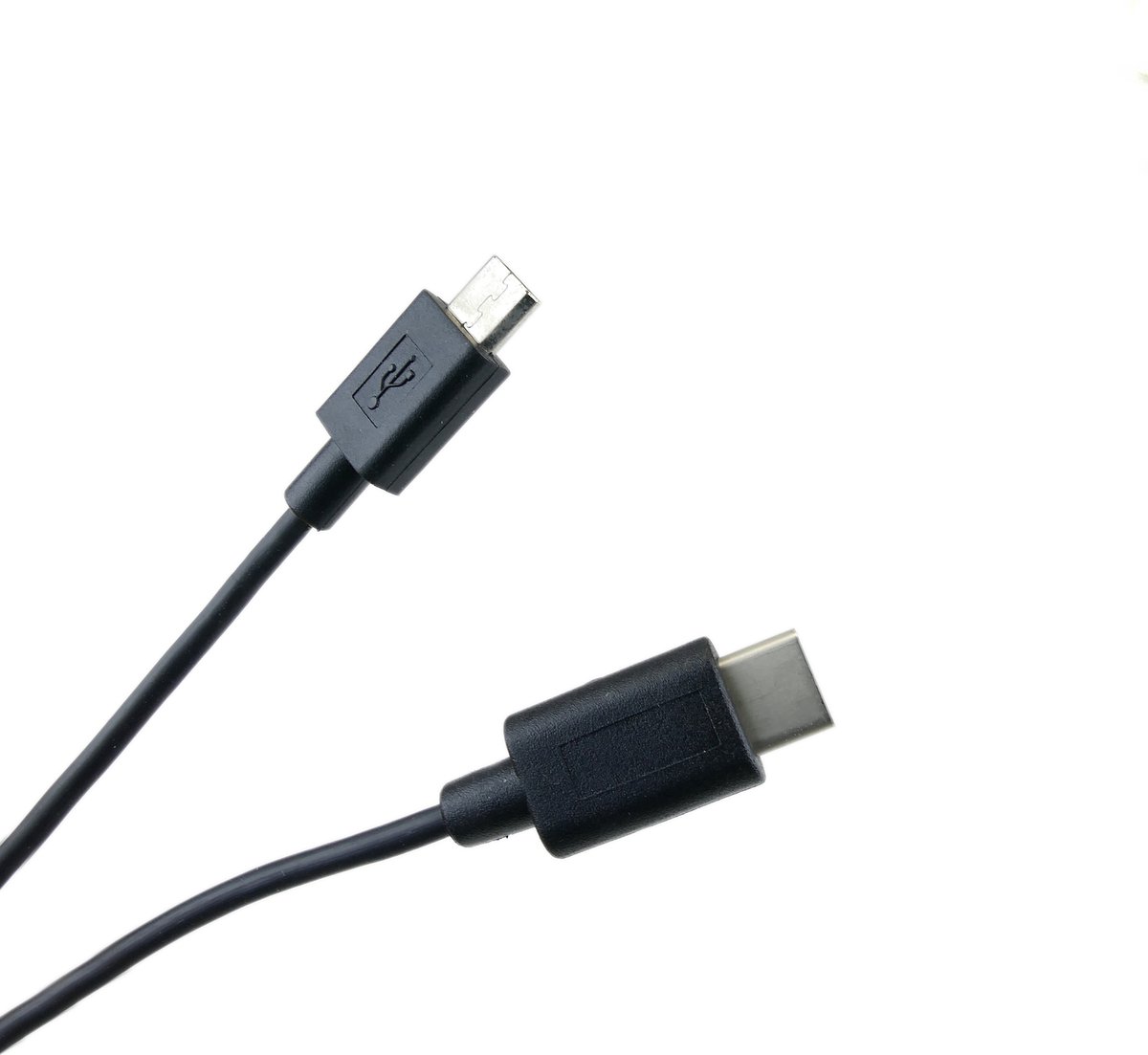 BeMatik - Kabel USB-C 3.0 Male naar MicroUSB-B 2.0 Male 1m coaxiaal