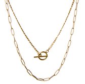 Amberz® Evy Dubbele Gouden ketting dames - Schakelketting goud - Layerketting - Duurzaam en Gerecycled - 14k