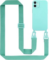 Cadorabo Mobiele telefoon ketting geschikt voor Apple iPhone 12 MINI in LIQUID TURKOOIS - Silicone beschermhoes met lengte verstelbare koord riem