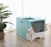 Service 96 - Kattenbak Zelfreinigend Huisdier Toilet – Automatische Kattenbak - Katten – Kattenbakvulling – Lade Met Schep - Blauw - Groen