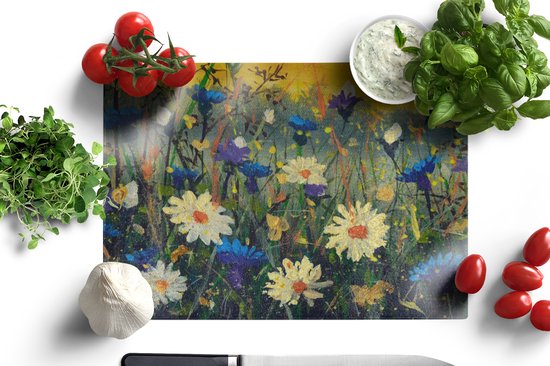 Planche à découper en Verres - 39x28 - Peinture - Peinture à l'huile - Nature - Fleurs - Planches à découper en Glas