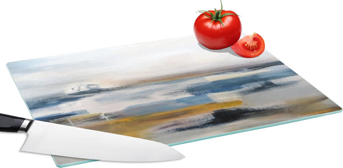 Glazen Snijplank - 39x28 - Olieverf - Schilderij - Abstract - Snijplanken Glas