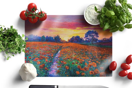 Planche à découper en Verres - 39x28 - Peinture - Nature - Fleurs - Peinture à l'huile - Planches à découper en Glas