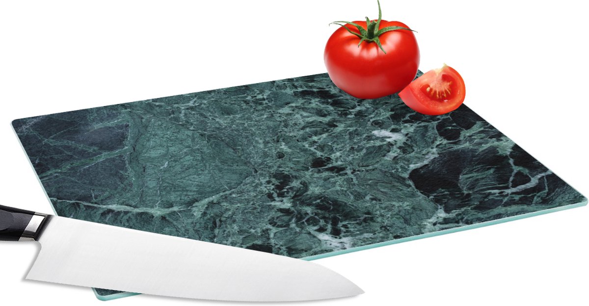 Glazen Snijplank - 28x20 - Marmer - Steen - Textuur - Marmerlook - Design - Snijplanken Glas