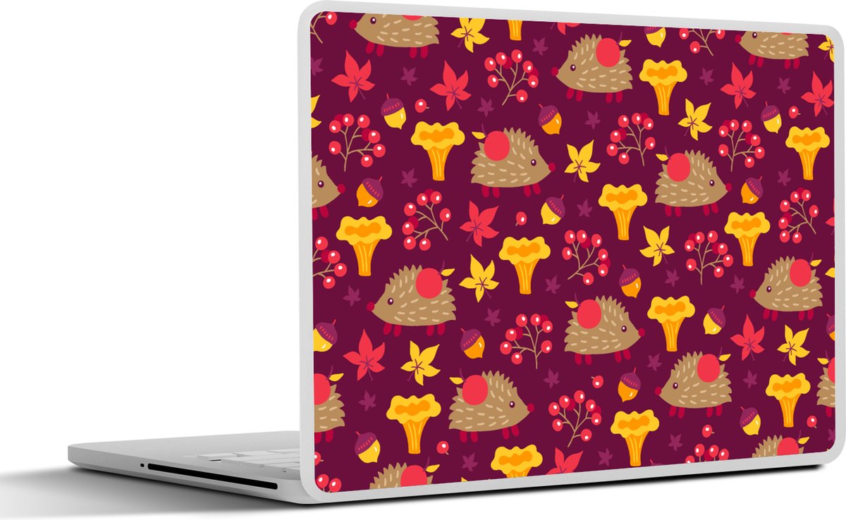 Laptop sticker - 13.3 inch - Egel - Paddenstoel - Patronen - 31x22,5cm - Laptopstickers - Laptop skin - Cover