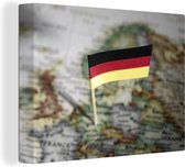Canvas Schilderij De Duitse vlag in een kaart - 80x60 cm - Wanddecoratie