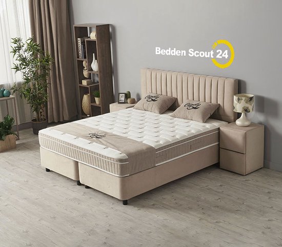 Beddenscout24 Opbergbed Cindy - Met opbergruimte - Beige - 140x200