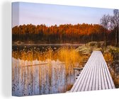 Échafaudage scandinave en automne 90x60 cm - Tirage photo sur toile (Décoration murale salon / chambre)