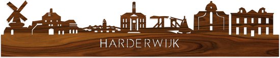 Skyline Harderwijk Palissander hout - 120 cm - Woondecoratie - Wanddecoratie - Meer steden beschikbaar - Woonkamer idee - City Art - Steden kunst - Cadeau voor hem - Cadeau voor haar - Jubileum - Trouwerij - WoodWideCities