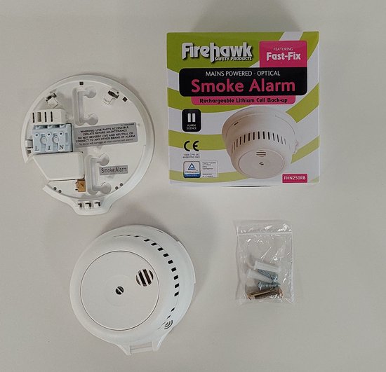Firehawk FHN250RB Rookmelder 230v - NEN2555/Bouwbesluit/230v - 10 jaar backup accu