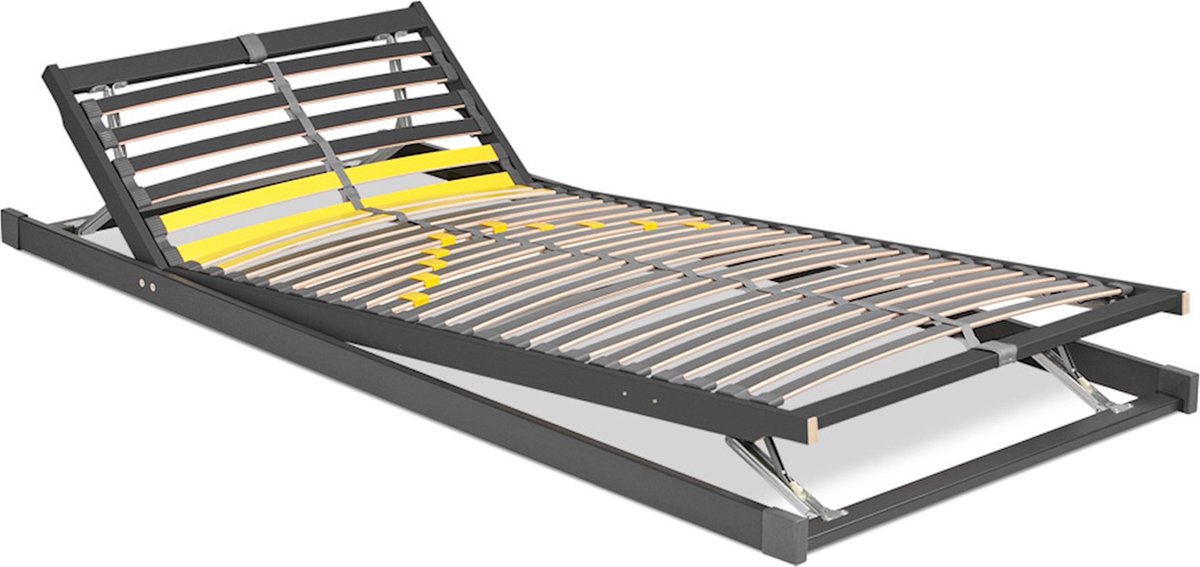 Beter Bed Bossflex 400 Lattenbodem 90 x 200 cm - Handverstelbaar - Bedbodem - Max. 120kg - Antraciet/Geel