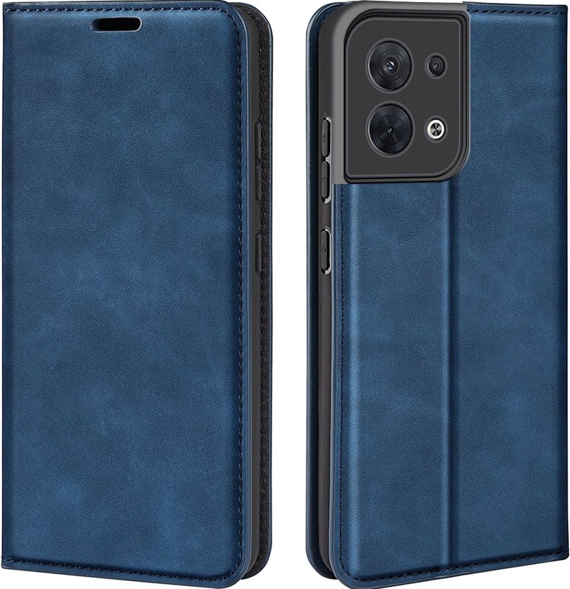 Mobigear Telefoonhoesje geschikt voor OPPO Reno 8 5G Hoesje | Mobigear Retro Slim Bookcase Portemonnee | Pasjeshouder voor 3 Pasjes | Telefoonhoesje voor Pinpas / OV Kaart / Rijbewijs - Donkerblauw