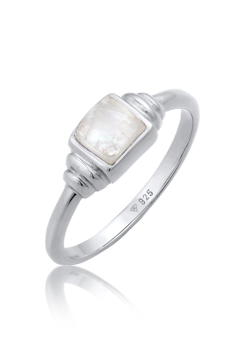 Elli PREMIUM - Ring - Elli PREMIUM Ring Dames Kwadraat Vintage met Maansteen in 925 sterling zilver Verguld - Dames