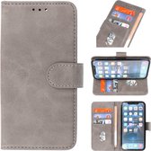 Hoesje Bookstyle Wallet Cases Grijs geschikt voor Iphone 14