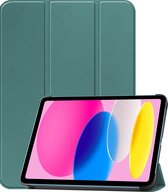 Hoes Geschikt voor iPad 2022 Hoes Tri-fold Tablet Hoesje Case - Hoesje Geschikt voor iPad 10 Hoesje Hardcover Bookcase - Donkergroen
