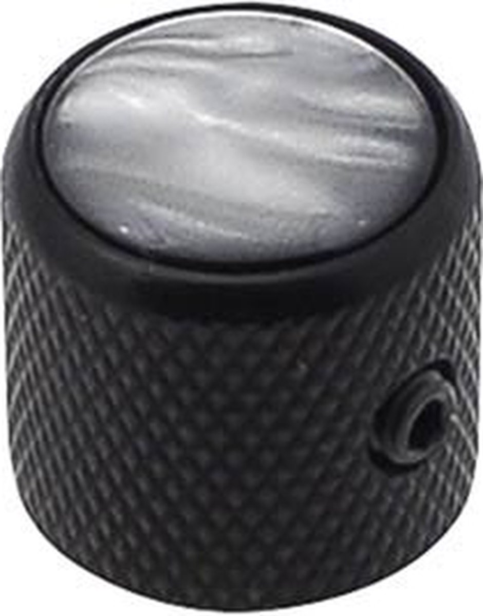 dome knob with black pearl inlay, 18x18mm with set screw, black