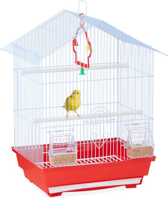 Cage à oiseaux Relaxdays pour perruches - cage à canaris - gamelles -  barres - petits... | bol