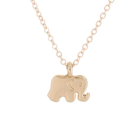 Bixorp Luck - Collier porte-bonheur doré avec éléphant - Collier doré avec pendentif éléphant pour le succès et la chance