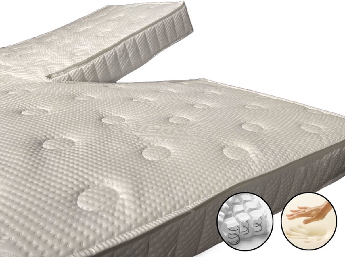dreambedden Splittopper Momentum Micropocketvering - 160x200 - Nasa Traagschuim - ca. 14cm dik - Tencel wit