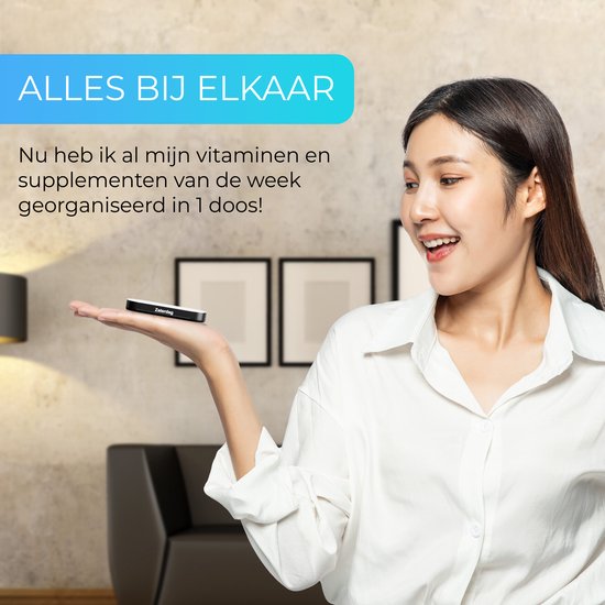 GEASY Pillendoos 7 Dagen 4 Vakken - Stevige Sluiting - Nederlandstalig - Zwart - Medicijndoosje 7 dagen – Pillendoosjes 7 dagen 4 vakken – Pillendoosje
