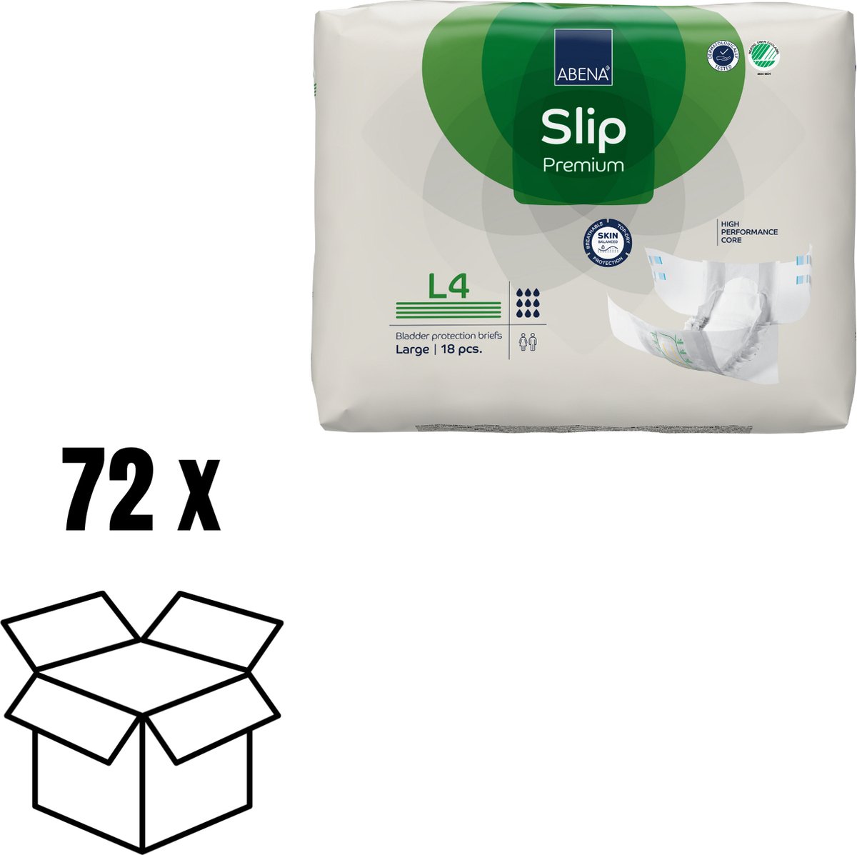 Goedkoopste ABENA Incontinentie Slip Premium L4 - Eendelig Verband ter Bescherming van Zwaar Urineverlies en (Dunne) Ontlasting - Perfecte Aansluiting door Flexibele Sluitstrips - 72 Stuks