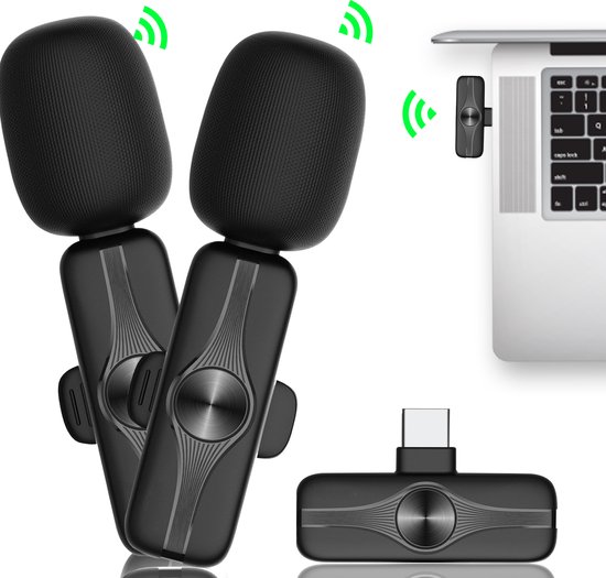 MATTI® 2-in-1 - Draadloze Microfoon - USB-C - Microfoon - Dasspeld Microfoon - Android & Laptops