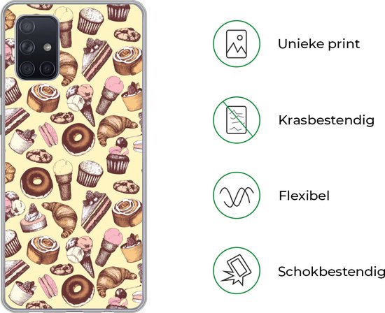 Telefoonhoesje Geschikt voor Samsung Galaxy A51 5G hoesje - Meisje - Eten - Taart - Patronen - Girl - Kids - Kinderen - Meiden - Siliconen Telefoonhoesje Telefoonhoesje
