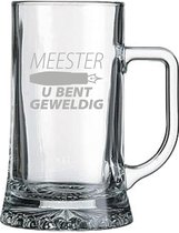 Gegraveerde bierpul 50cl Meester u bent geweldig