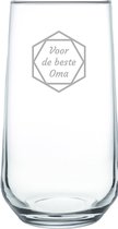 Gegraveerde Drinkglas 47cl voor de beste Oma in hexagon
