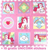 Puzzelmat/speelmat Unicorn – 9 puzzelstukken – 90x90cm Foam mat + draagtas + 10 stickers – spelen voor kinderen FM01
