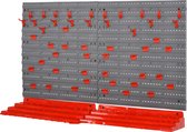 DURHAND Gereedschapswand wandplank 54-delige gereedschapshouder gereedschapsrek haakset grijs + rood B40-023