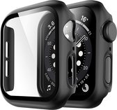 Geschikt voor Apple Watch SE 44mm 2022 Hoesje - Case Zwart + Screenprotector - Cover Glas