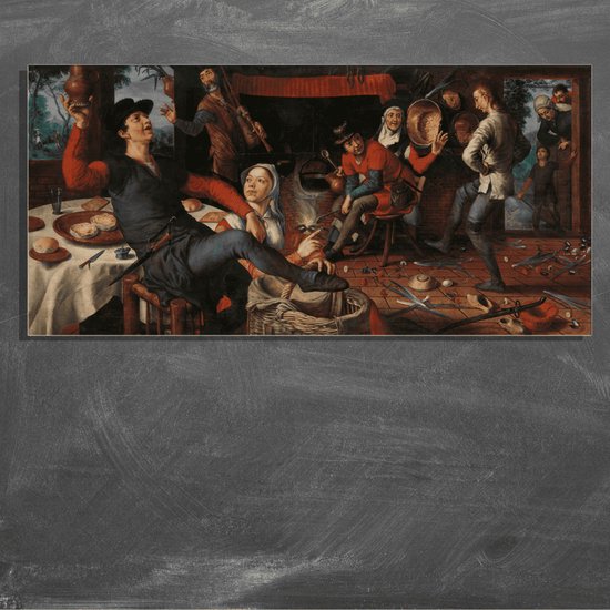 Wanddecoratie / Schilderij / Poster / Doek / Schilderstuk / Muurdecoratie / Fotokunst / Tafereel De eierdans - Pieter Aertsen gedrukt op Textielposter