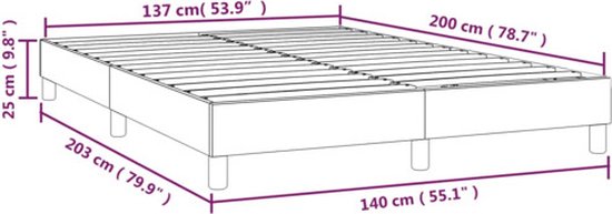 vidaXL Cadre à sommier tapissier - Zwart - 203x140x25 cm - Matériau durable - pieds de support - sommier à lattes en contreplaqué - vidaXL - Lit