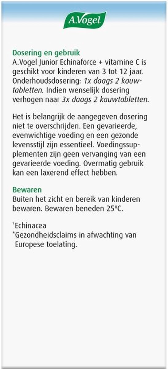 Bol.com A.Vogel Echinaforce Junior + Vitamine C kauwtablet - Ondersteunt de weerstand bij kinderen - 80 st aanbieding